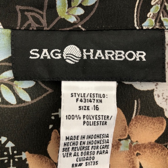 Sag Harbor Floral Button Down Blouse with Ruffle Sleeve, Size 16 - Picture 9 of 10